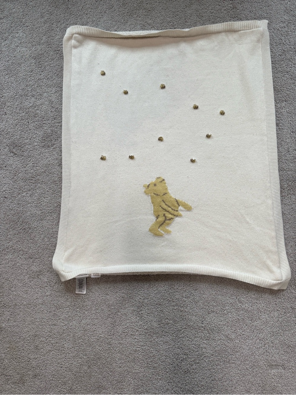 Pottery Barn Kids Cream Winnie the Pooh Knit Blanket